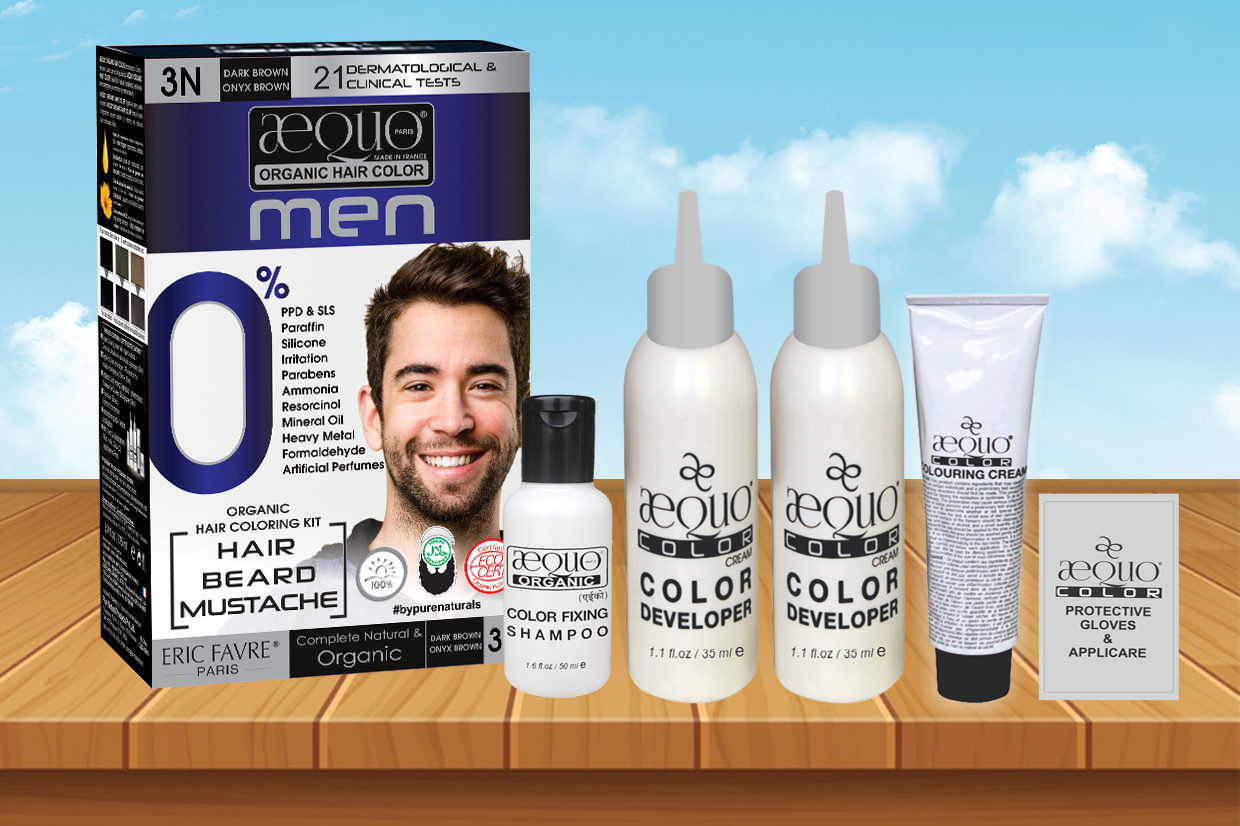 Aequo Organic Hair Color Men 3n Dark Brown Hair Color Kit 160ml